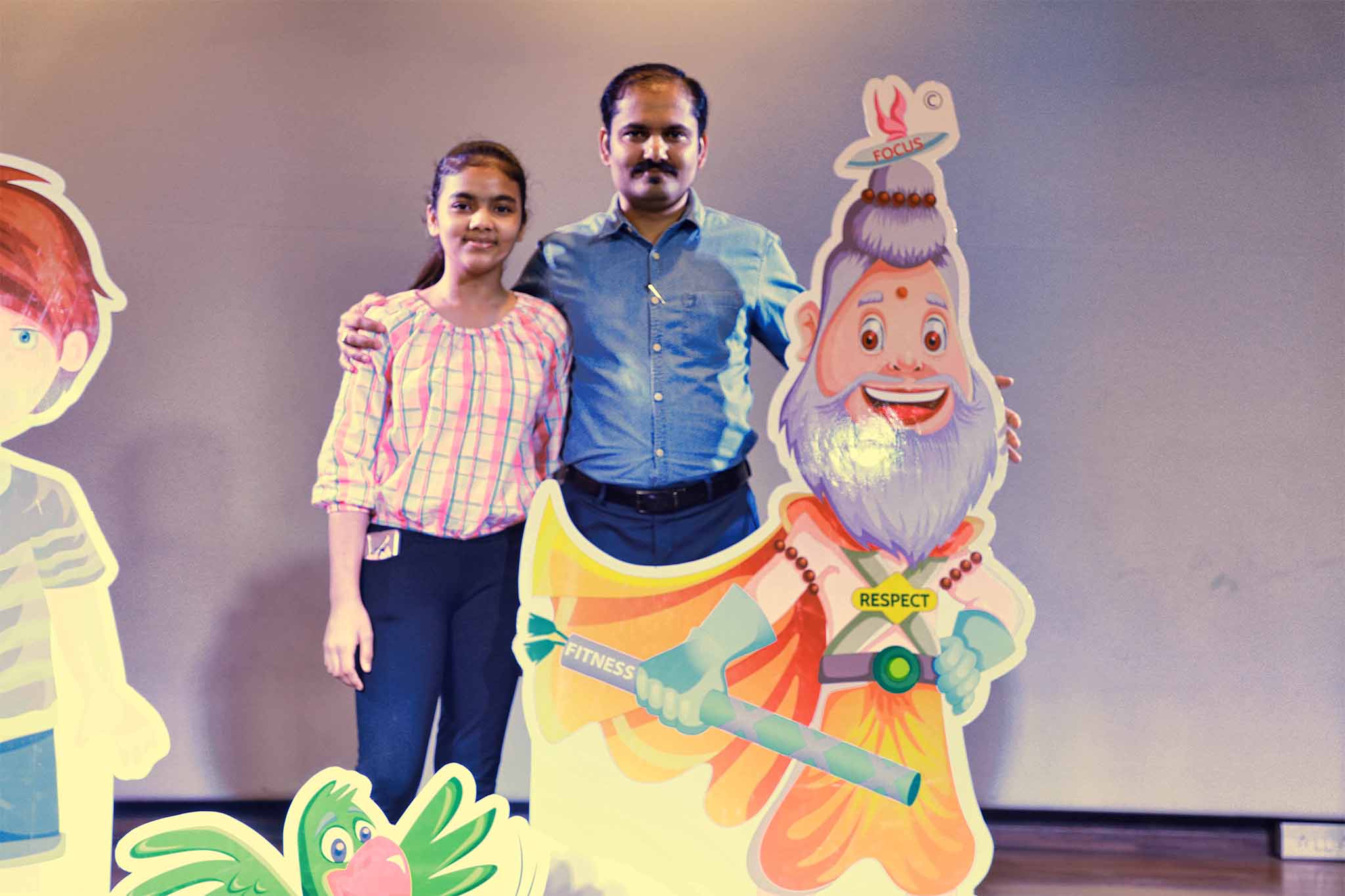 A student with a workshop facilitator at Dwarka International School, Delhi